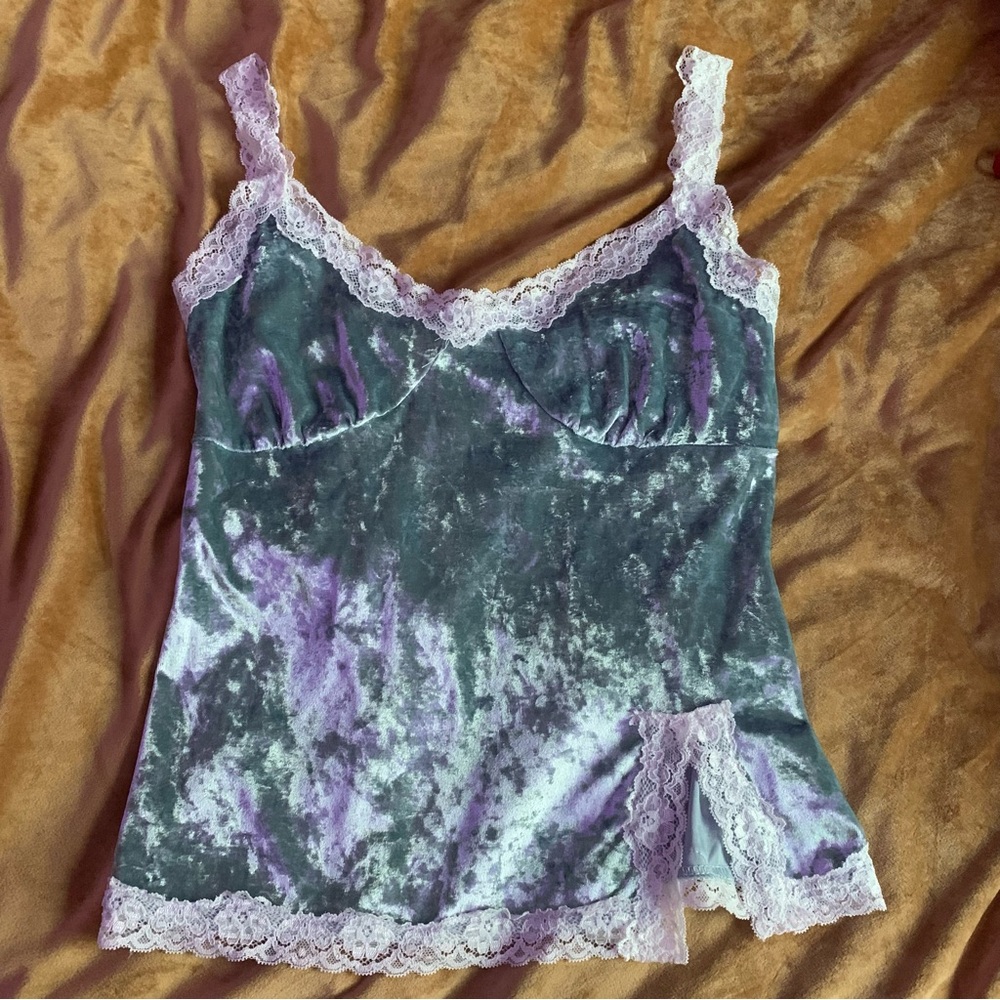 Pastel / Baby Blue Velvet Coquette Top